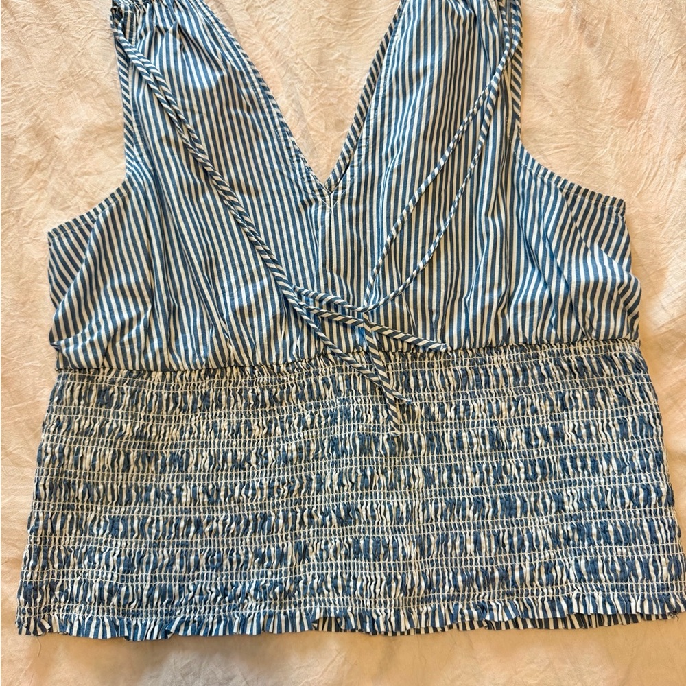 Old Navy Blue and White Striped Crop Top